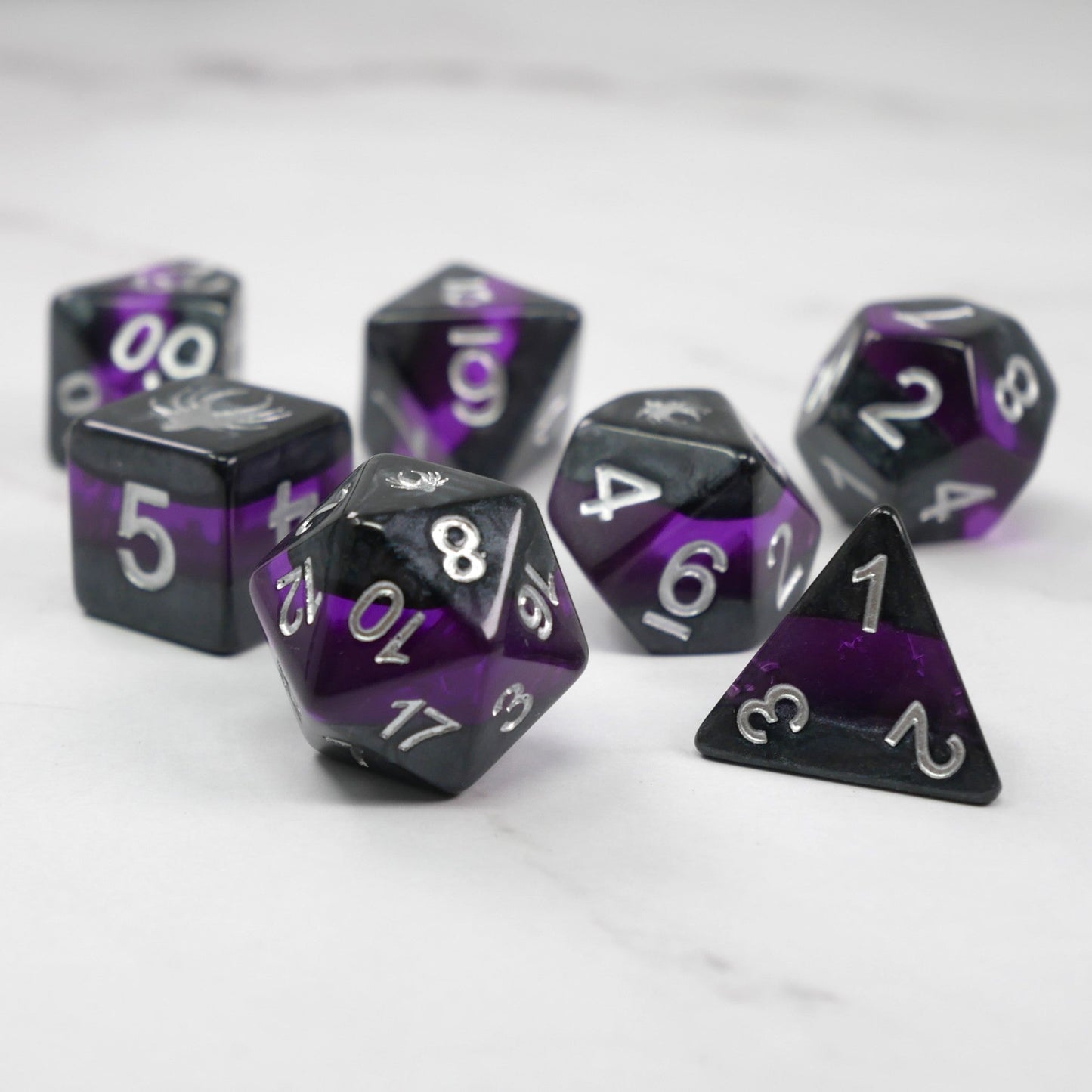 Forgotten Amethyst - 7 Piece DnD Dice Set | Acrylic RPG Gaming Dice