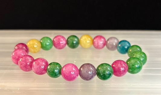 Natural Multicolor Tourmaline Bracelet – 10mm Beads for Energy, Protection, and Joy