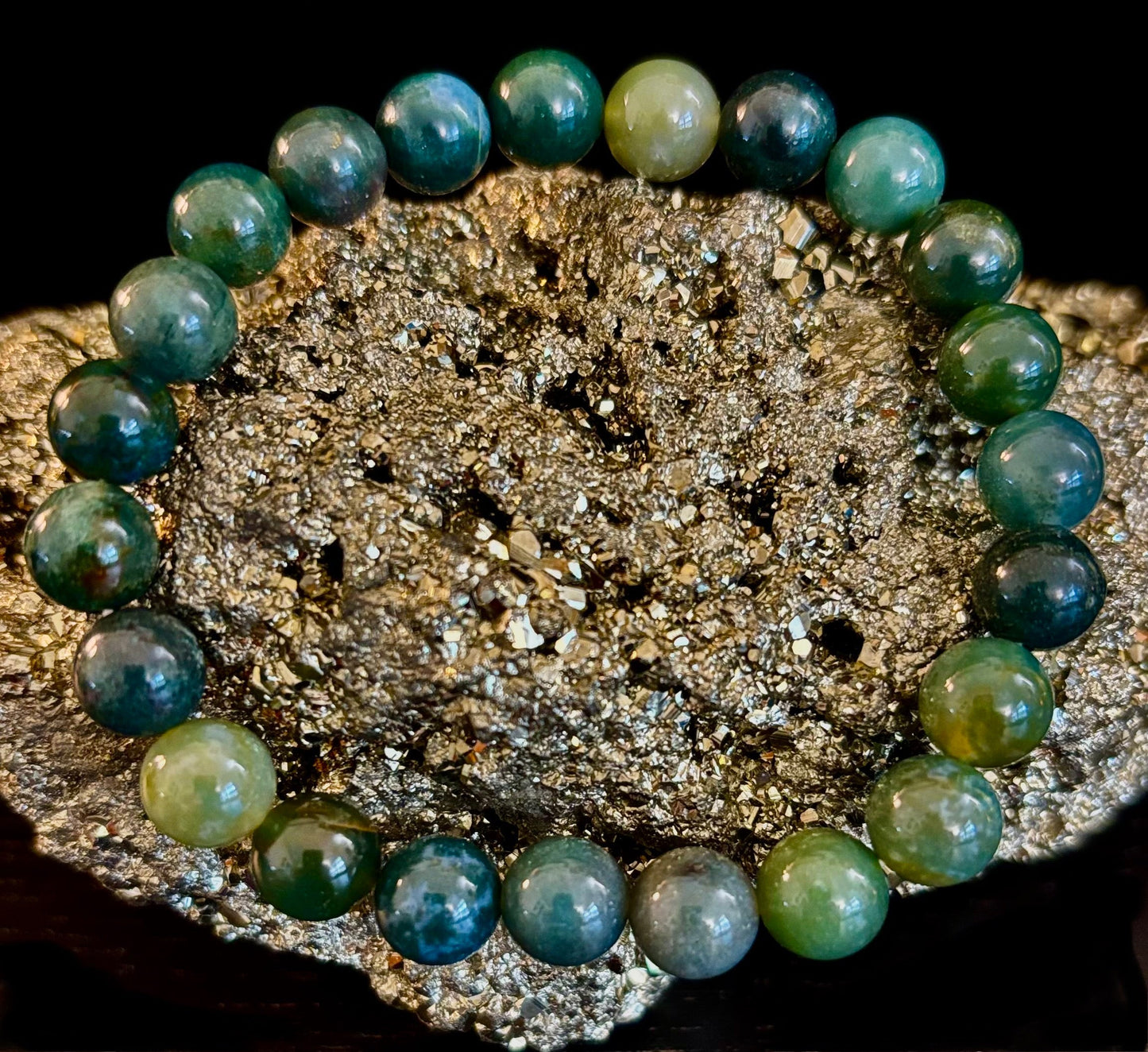 Natural Moss Agate Bracelet – Grounding, Growth & Calm