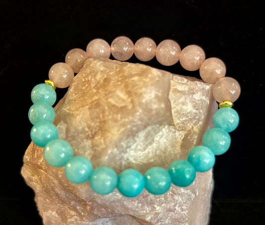 Rose Quartz & Aquamarine Healing Bracelet – Love, Calm & Emotional Clarity 💖🌊