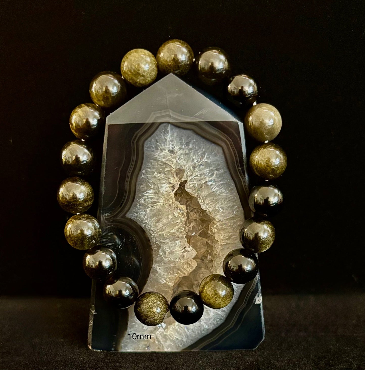 Gold Obsidian Protection Bracelet – 8mm & 10mm Beads for Small to Medium Wrists 🖤✨