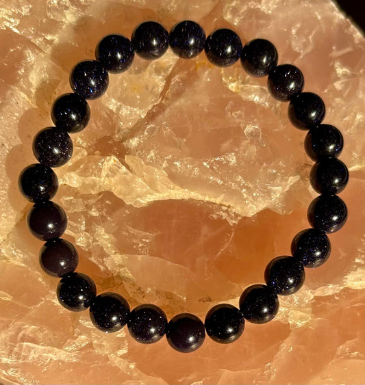 Midnight Magic – Blue Goldstone Bracelet (8mm Beads) | Small to Medium Wrists