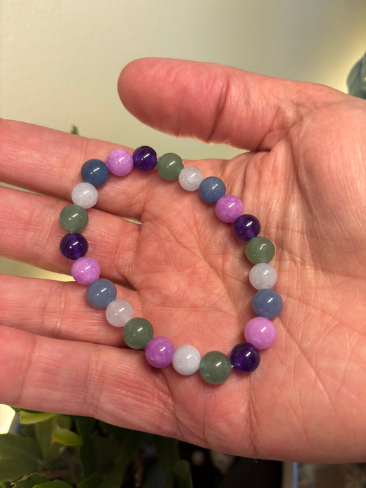 Natural Colored Agate Bead Bracelet – 8mm Rainbow Energy for Balance, Strength & Healing