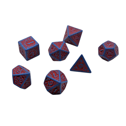 Magic Flame (Red Blue) - "Enchanted Hero" - 7 Piece DnD Dice Set | Acrylic RPG Gaming Dice