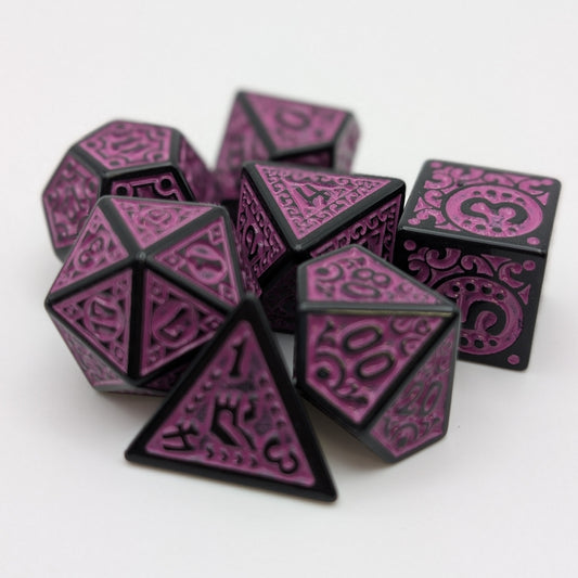 Magic Flame (Purple) - "Enchanted Royalty" - 7 Piece DnD Dice Set | Acrylic RPG Gaming Dice