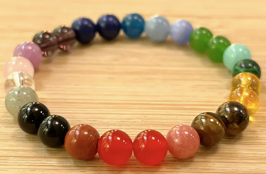 Bohemian Chakra Healing Bracelet – 8mm Colorful Beads for Energy Balance, Spiritual Wellness & Free-Spirited Style