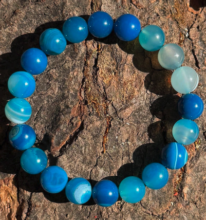 Ocean Energy Blue Agate Bracelet – 10mm Natural Stone Beads