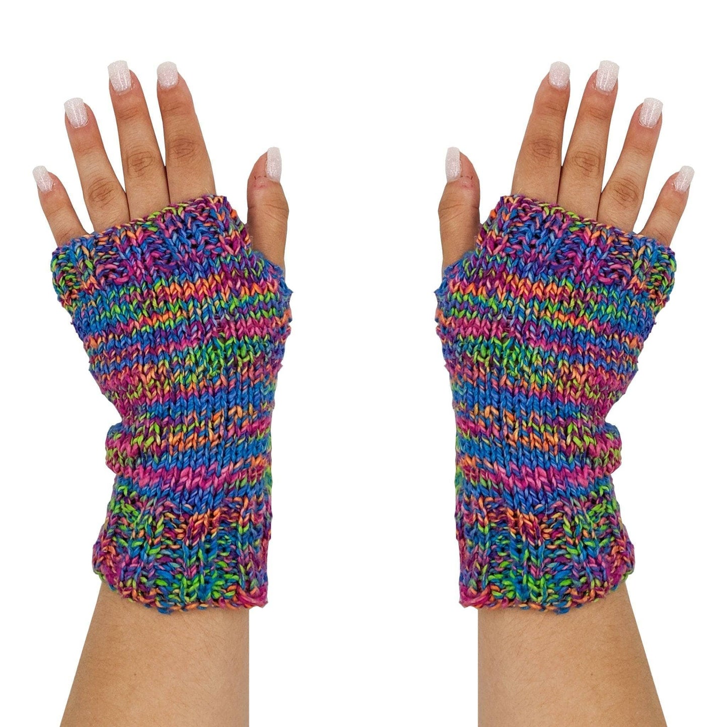 Colorful Fingerless Mitts Knitting and Crochet Pattern
