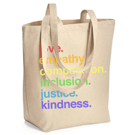 'Kindness Is' Pride Large Canvas Tote