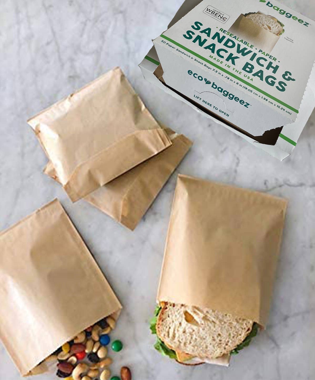 Biodegradable Earth Friendly Paper Sandwich & Snack Bag