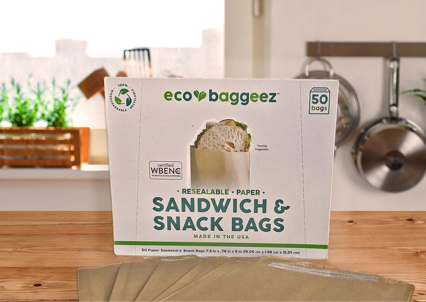 Biodegradable Earth Friendly Paper Sandwich & Snack Bag
