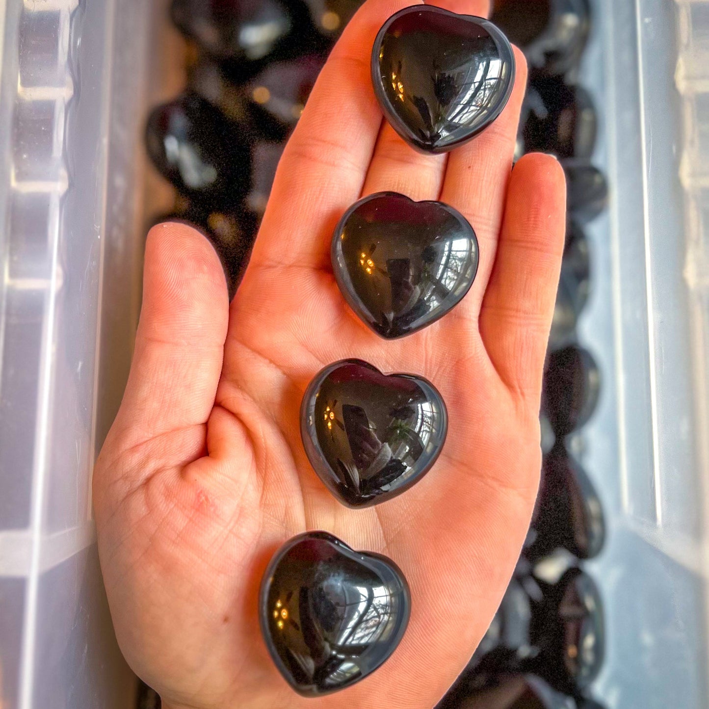 3cm Black Obsidian Crystal Hearts for Valentines Day Gifts