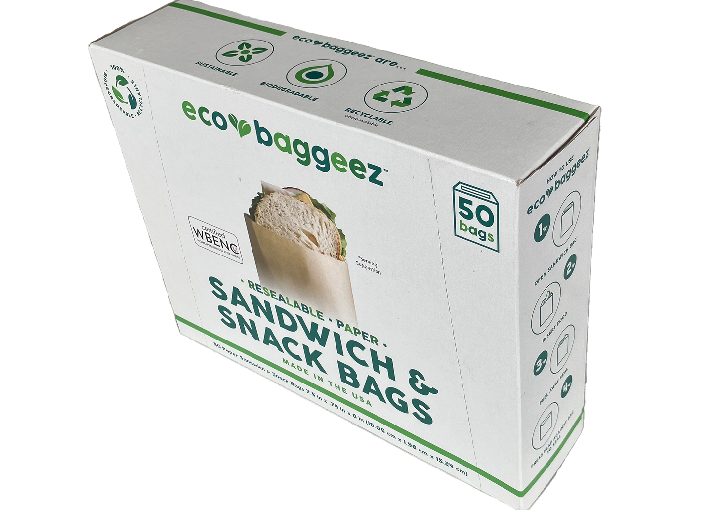 Biodegradable Earth Friendly Paper Sandwich & Snack Bag