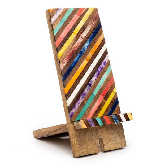 Banka Mundi Phone Stand for Desk - Handcrafted Wood, Bone