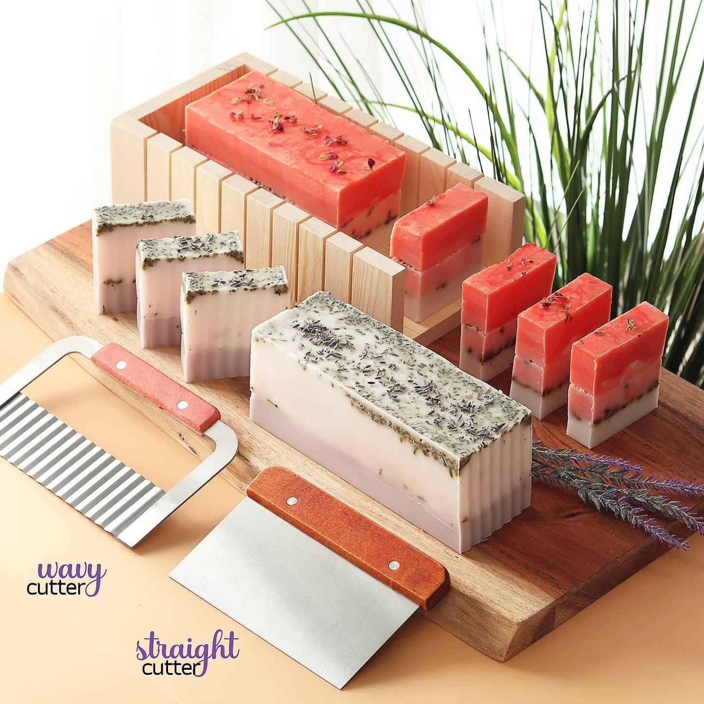 Large Soap Making Kit with Shea Butter Soap Base, Soap Cutter Box, Silicone Loaf Molds, Fragrances, Rose Petals & More