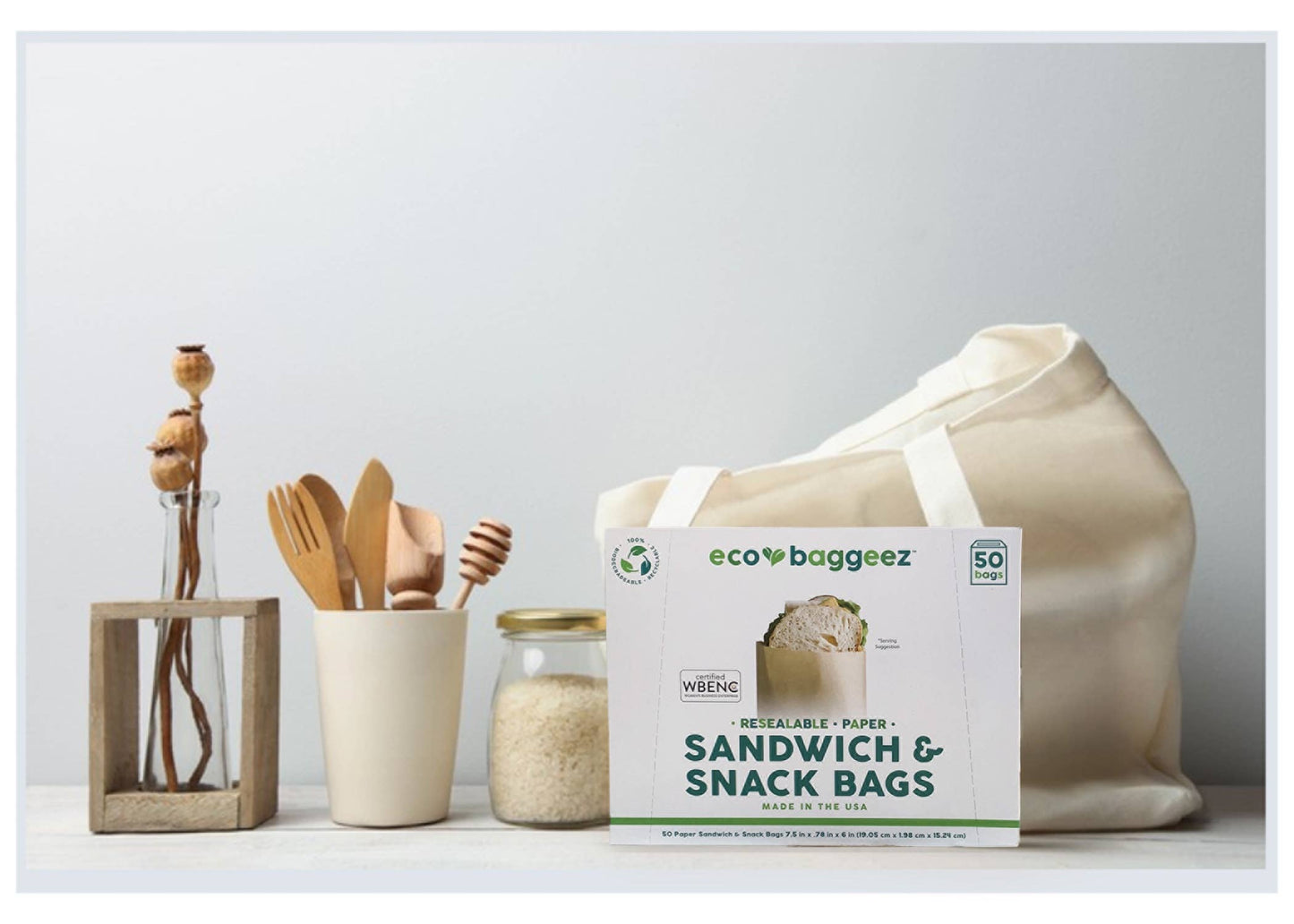 Biodegradable Earth Friendly Paper Sandwich & Snack Bag