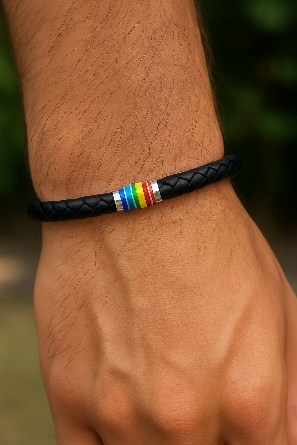 Pride Leather Bracelet – Choice of Silver or Gold Tone Finish