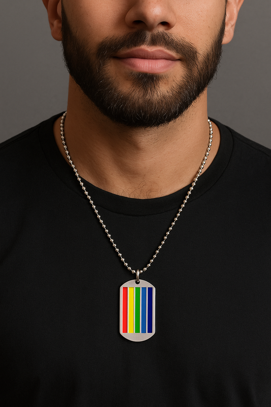 Rainbow Dog Tag Necklace – LGBTQ+ Pride Pendant on 24" Ball Chain