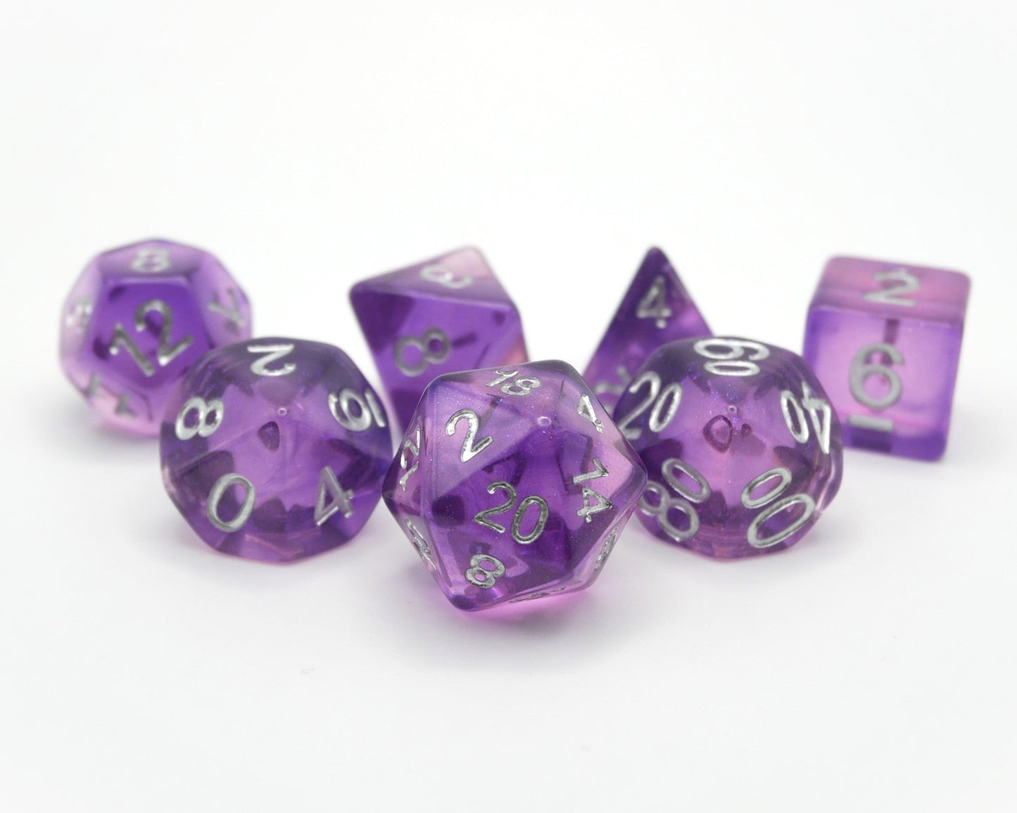 Dancing Lavender - 7 Piece DnD Dice Set | Acrylic RPG Gaming Dice