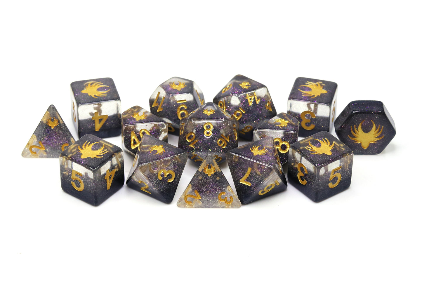 Ascending Shadow - 14 Piece DnD Dice Set | Acrylic RPG Gaming Dice