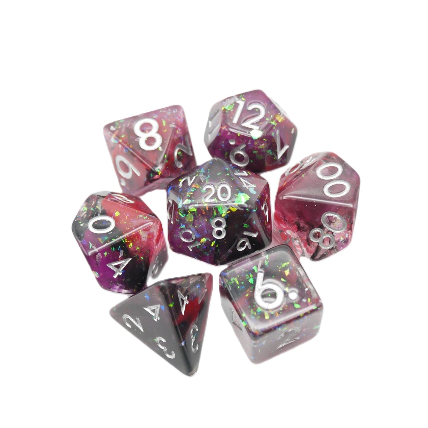 Heart's Content - 7 Piece DnD Dice Set | Acrylic RPG Gaming Dice