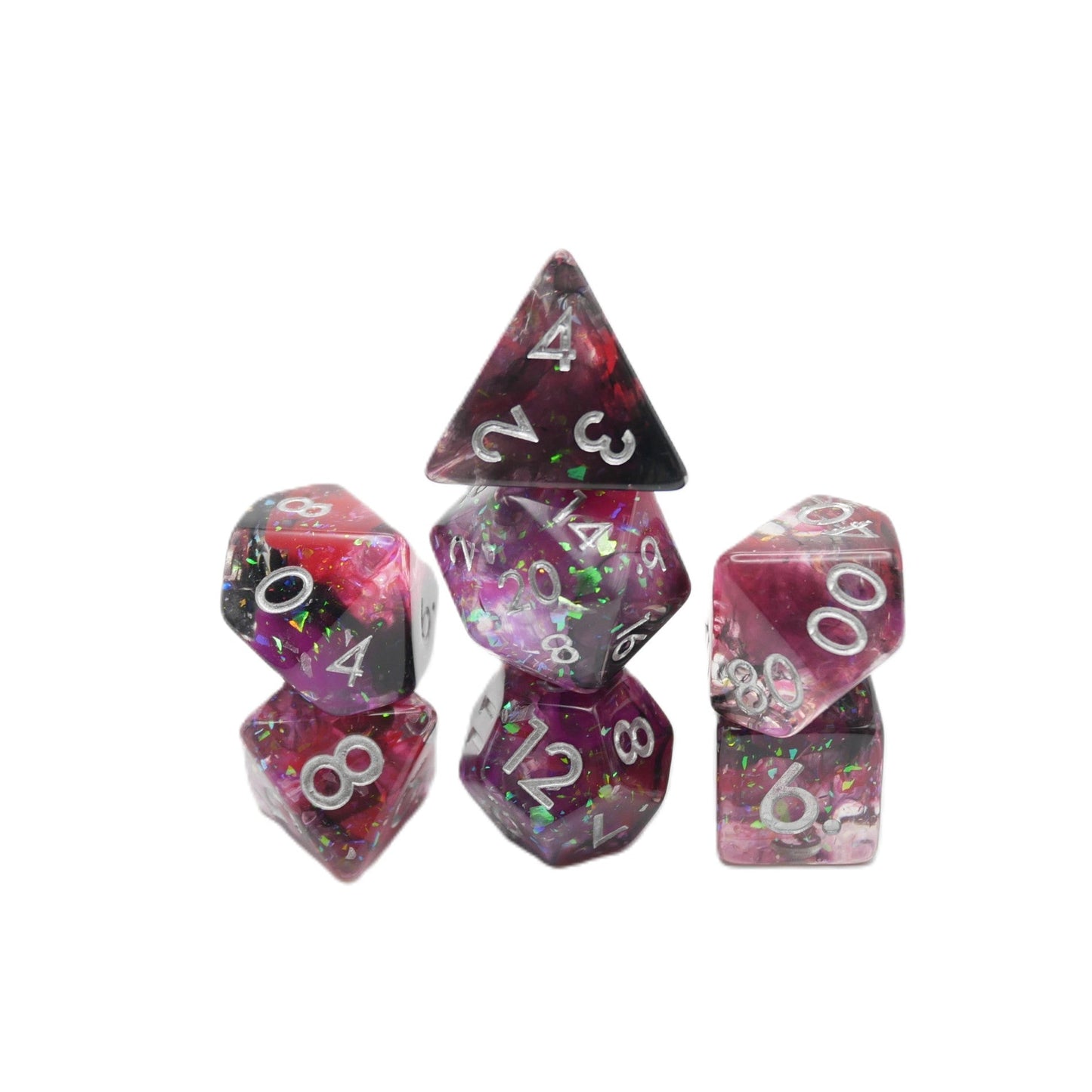 Heart's Content - 7 Piece DnD Dice Set | Acrylic RPG Gaming Dice