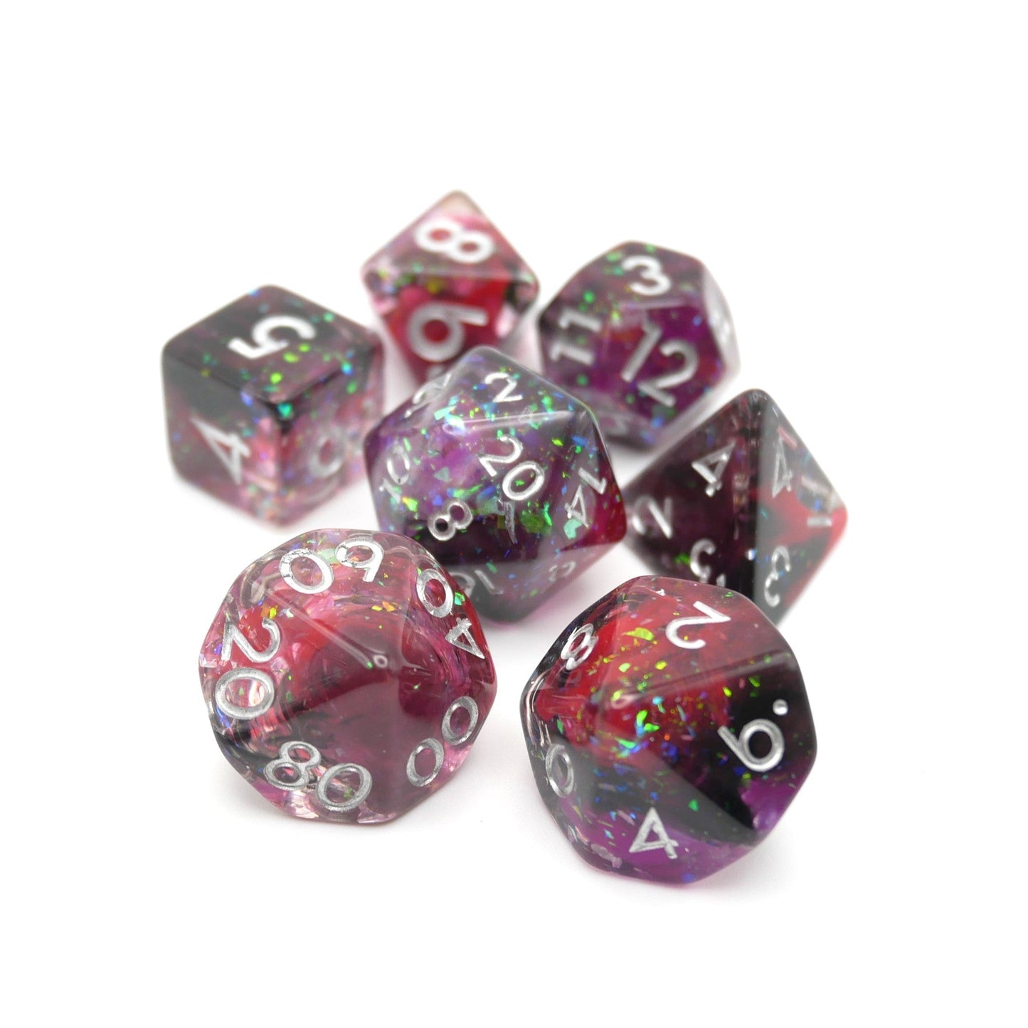 Heart's Content - 7 Piece DnD Dice Set | Acrylic RPG Gaming Dice