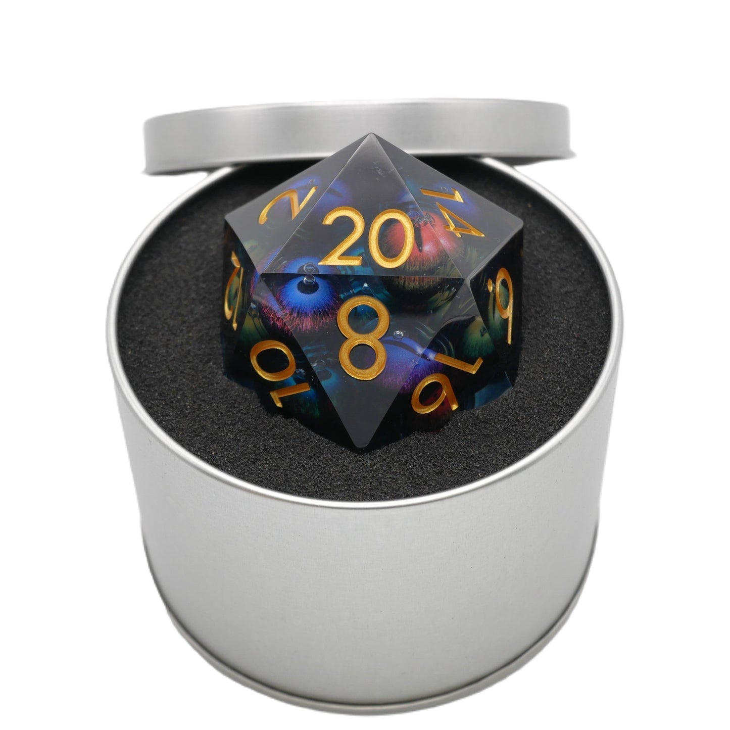 Hydra's Eyes | Giant D20 Moving Eye DnD Dice | Acrylic RPG Gaming Dice