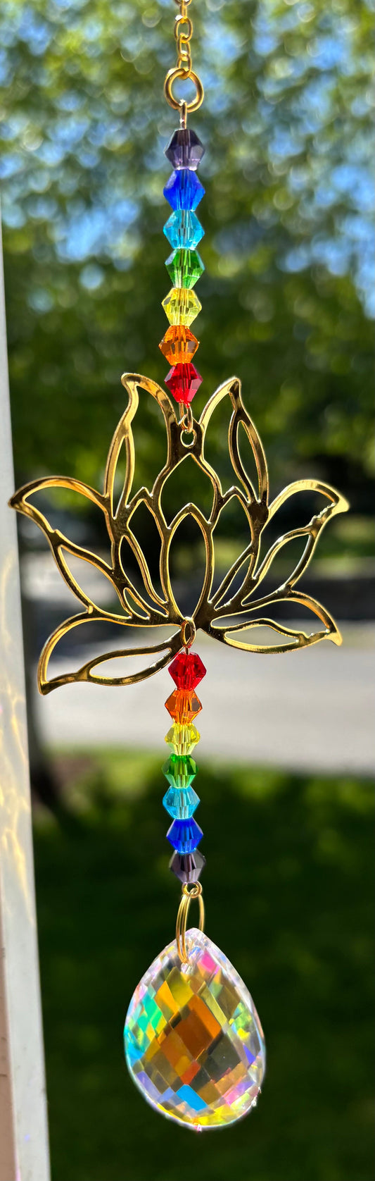 Lotus Rainbow Sun Catcher – LGBTQ+ Pride & Zen Energy Crystal Decor