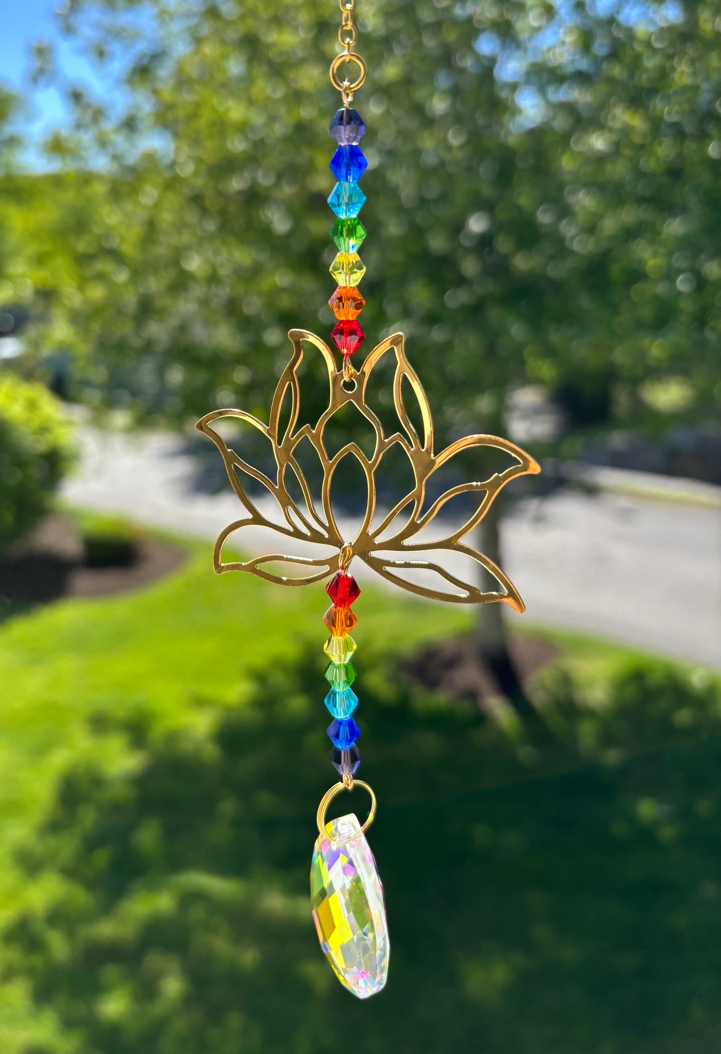 Lotus Rainbow Sun Catcher – LGBTQ+ Pride & Zen Energy Crystal Decor
