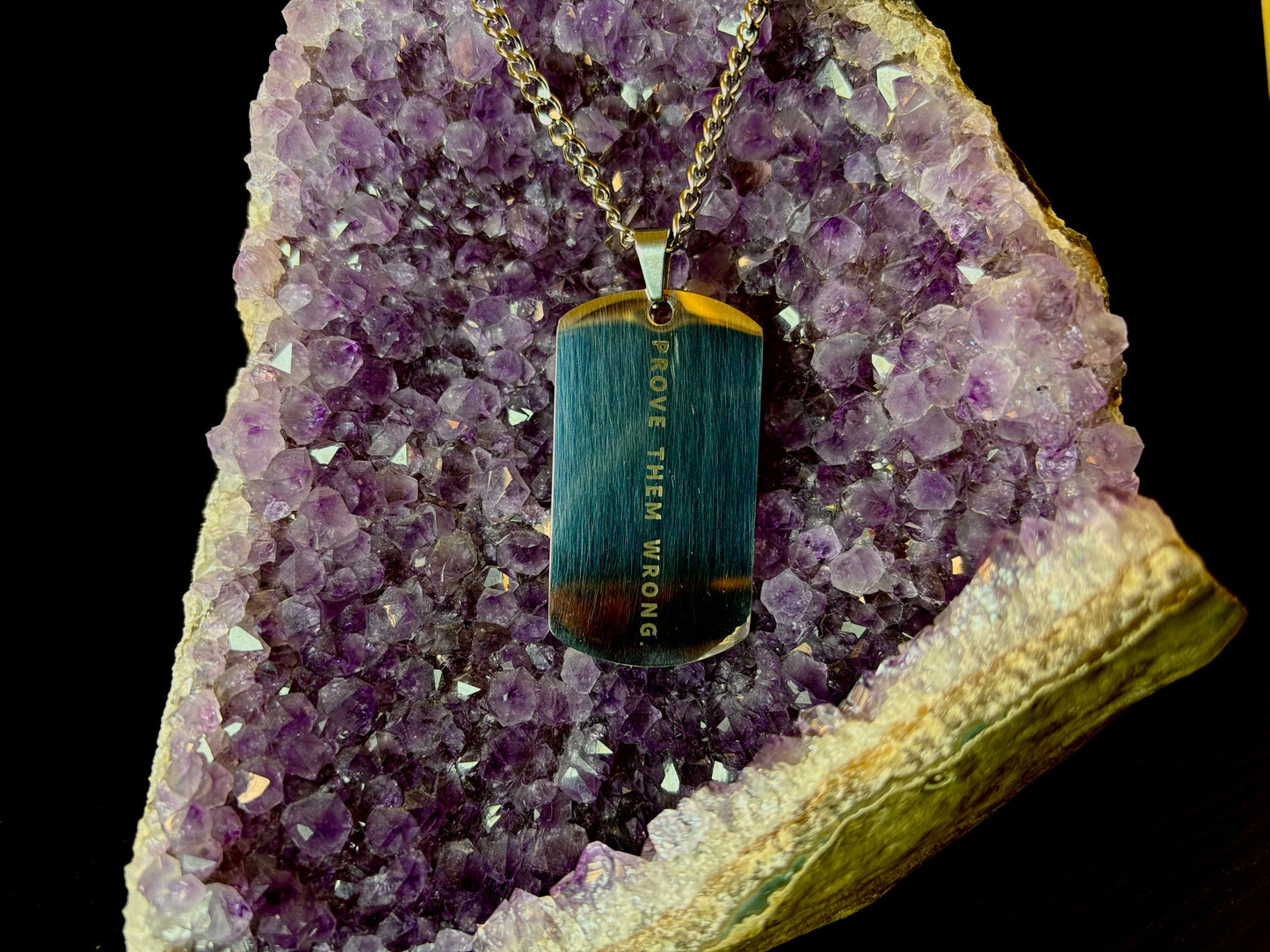 "Prove Them Wrong" Dog Tag Necklace – Sobriety & Strength Pendant