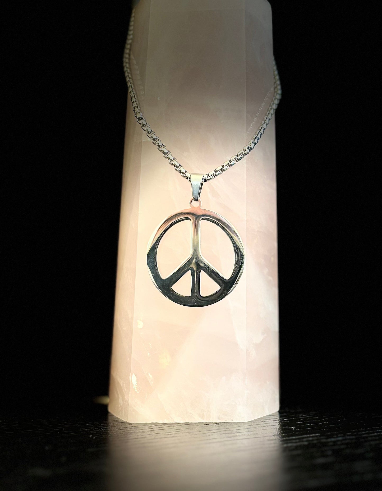 Peace Sign Stainless Steel Pendant Necklace – Bold & Empowering