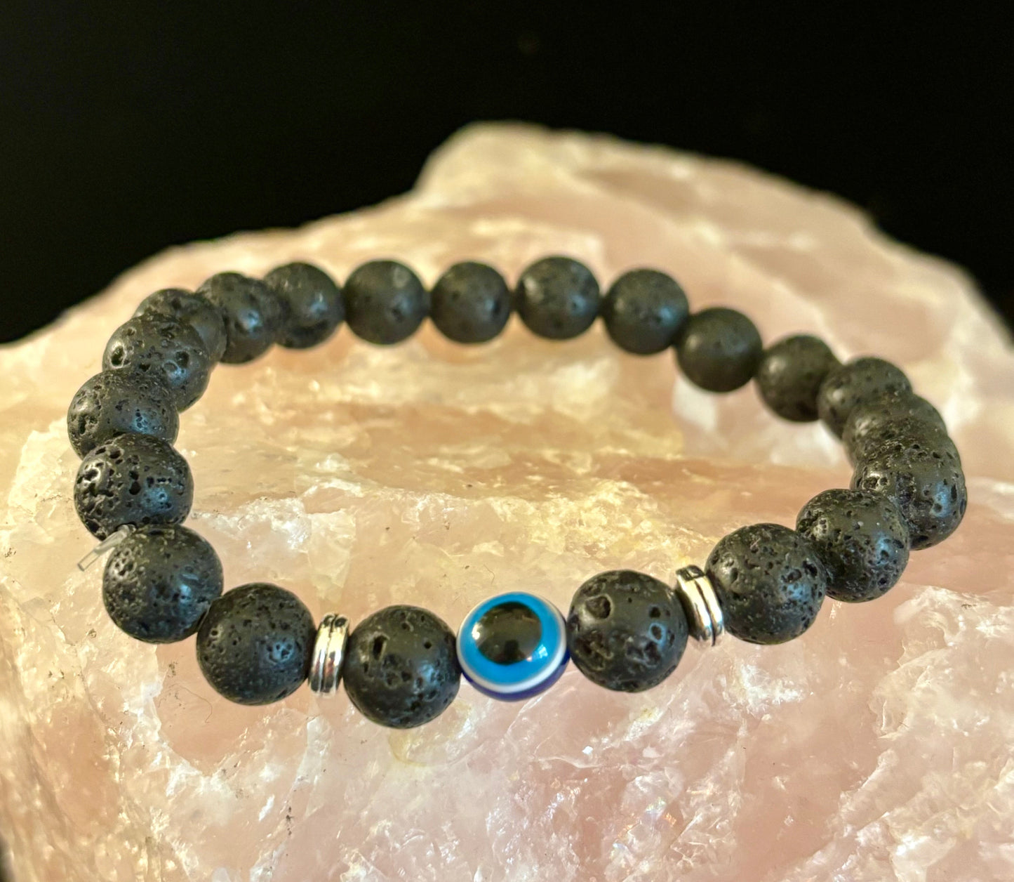 Evil Eye Tiger Eye Style Beaded Bracelet – Handmade Natural Stone Protection