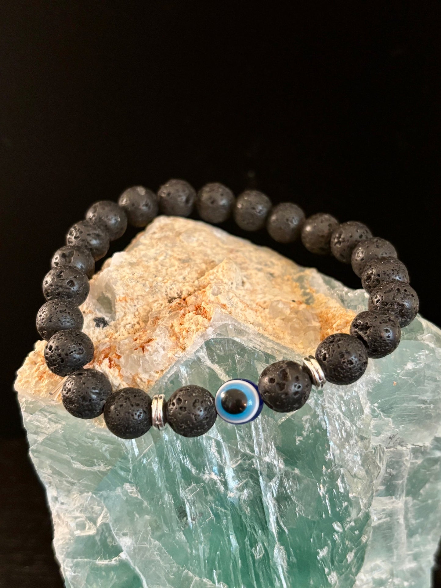 Evil Eye Tiger Eye Style Beaded Bracelet – Handmade Natural Stone Protection