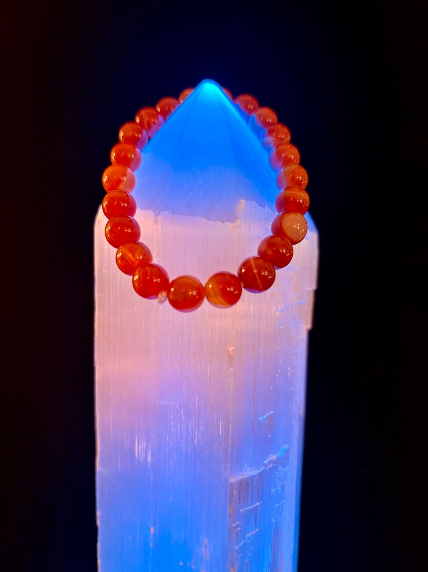 Red Striped Agate Sardonyx Beaded Bracelet – 8mm Natural Stone for Strength & Stability