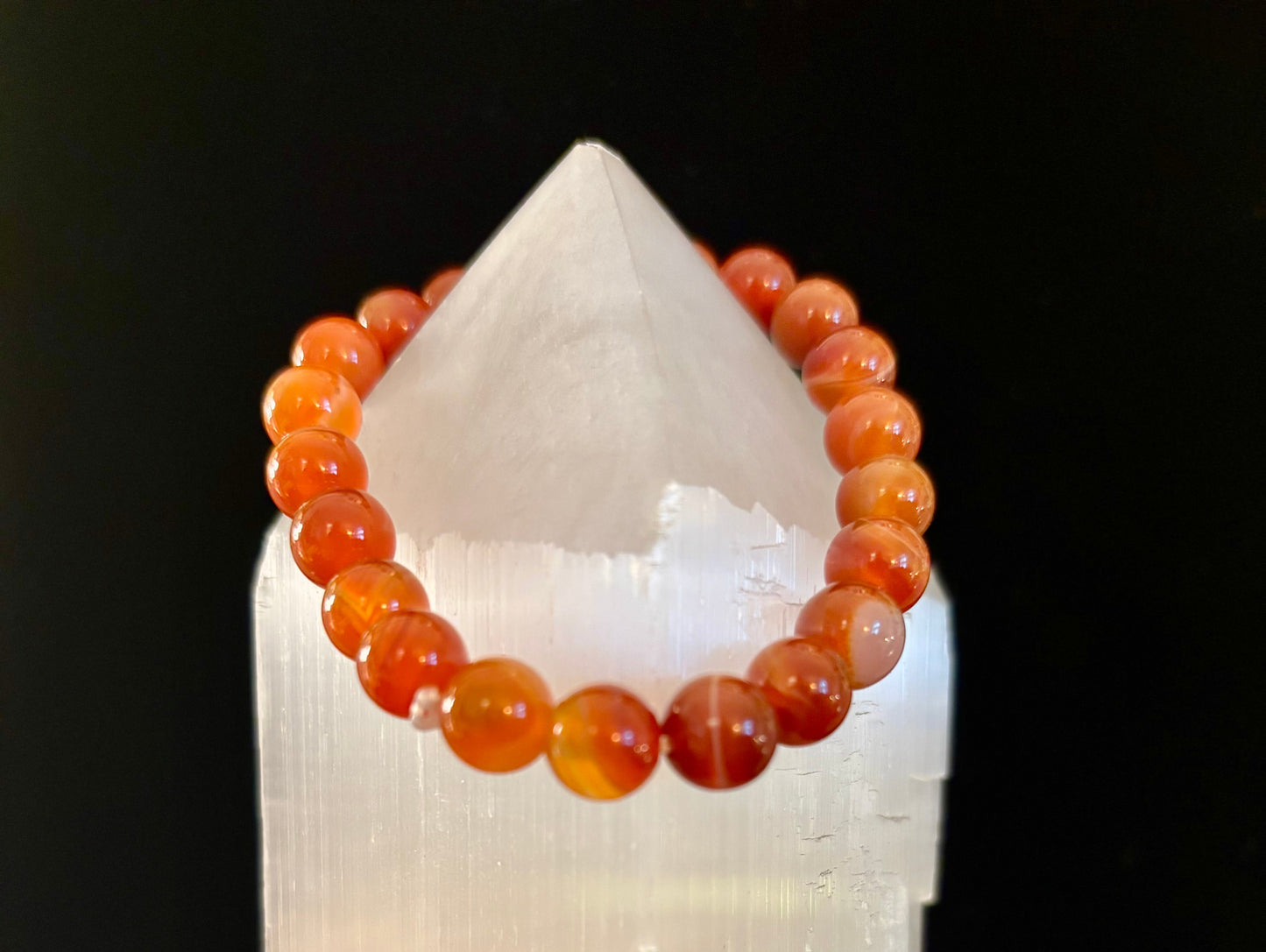 Red Striped Agate Sardonyx Beaded Bracelet – 8mm Natural Stone for Strength & Stability