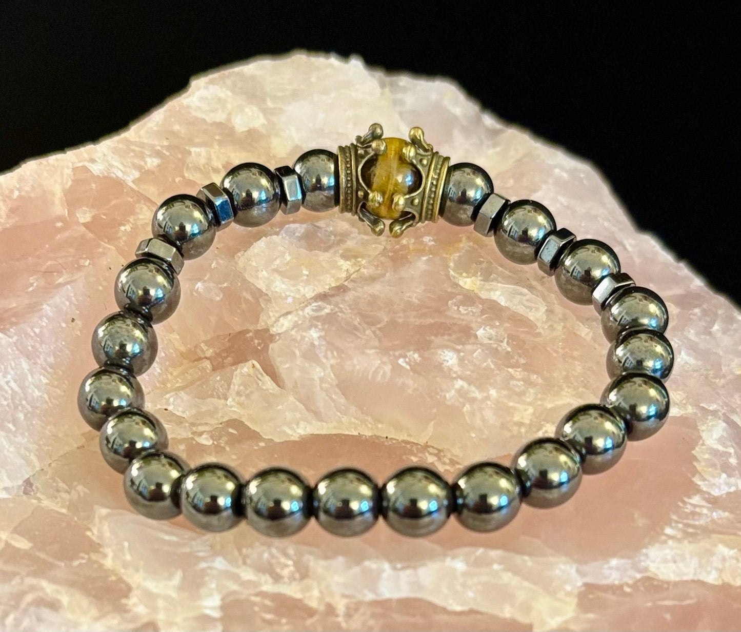 Crowned Energy Protection Bracelet – 8mm Natural Stone Beads (Multiple Colors Available)