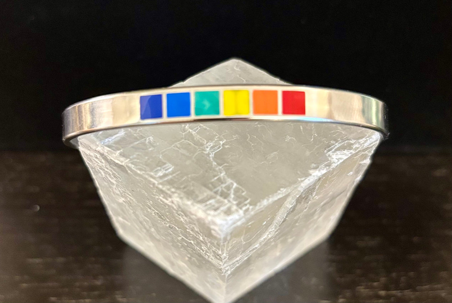LGBTQ+ Pride Rainbow Cuff Bracelet – Stainless Steel Open Bangle