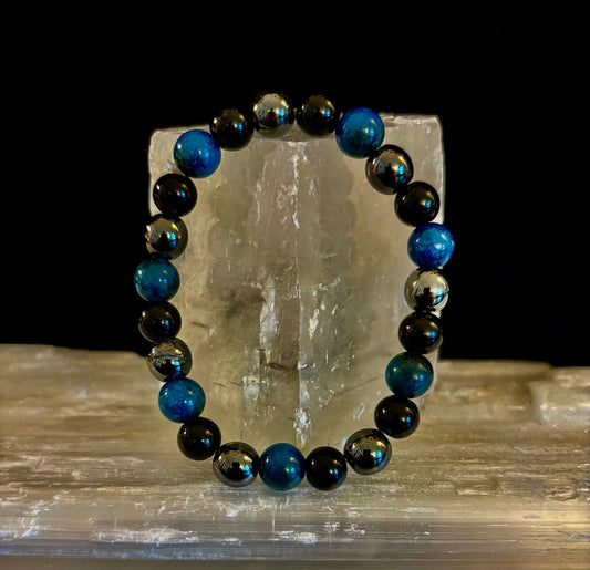 Triple Protection Bracelet - Blue Tiger Eye, Black Obsidian, Hematite