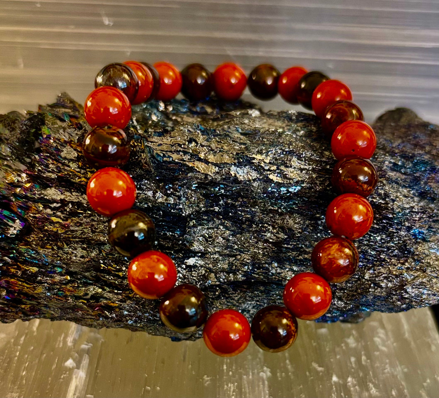 Powerful Protection Bracelet – Red Tiger Eye & Natural Stone Healing Bracelet