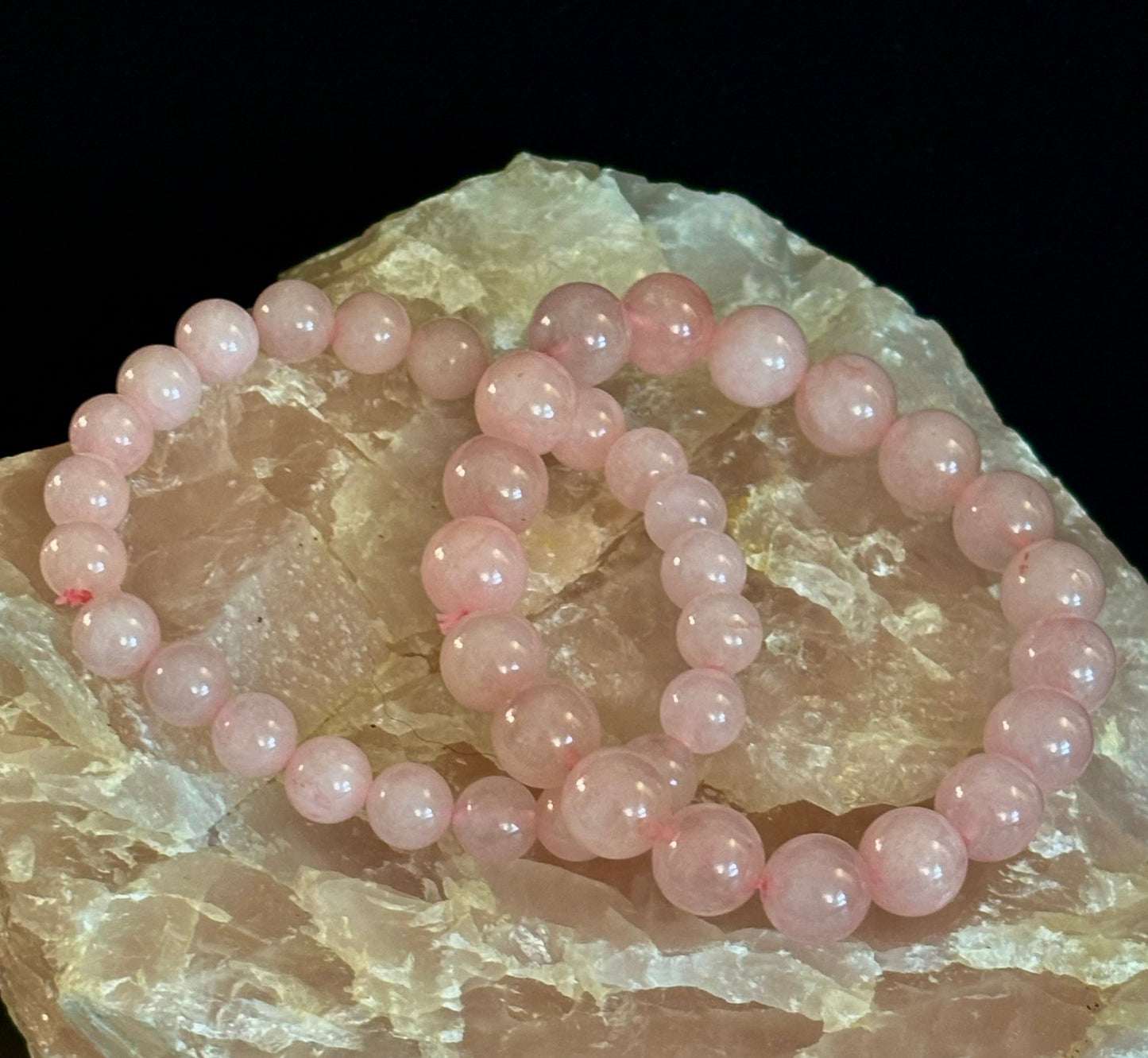 Natural Rose Quartz Beaded Bracelet – Stone of Love, Harmony, and Self-Worth
