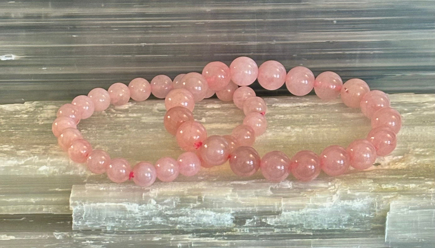 Natural Rose Quartz Beaded Bracelet – Stone of Love, Harmony, and Self-Worth