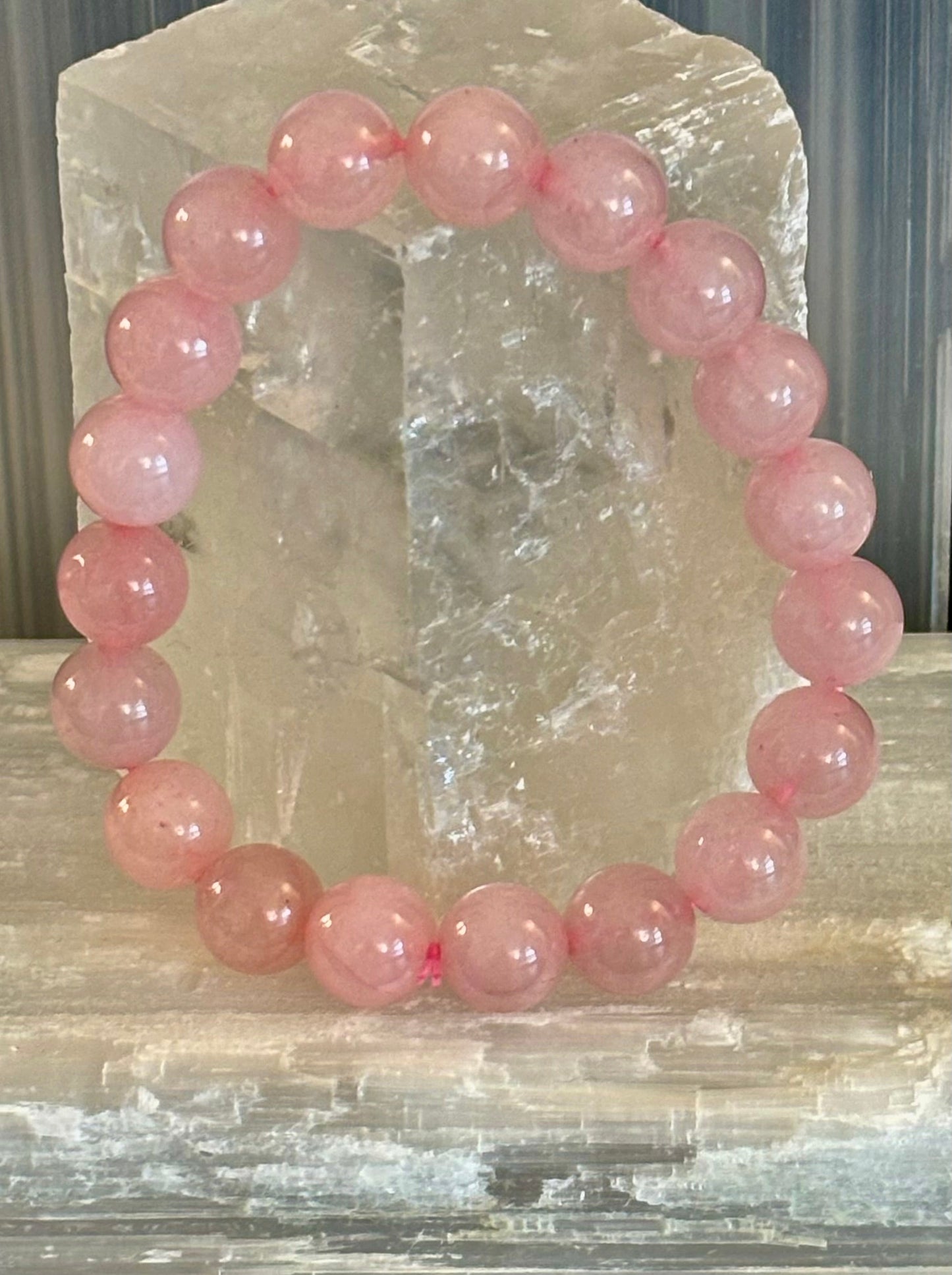 Natural Rose Quartz Beaded Bracelet – Stone of Love, Harmony, and Self-Worth