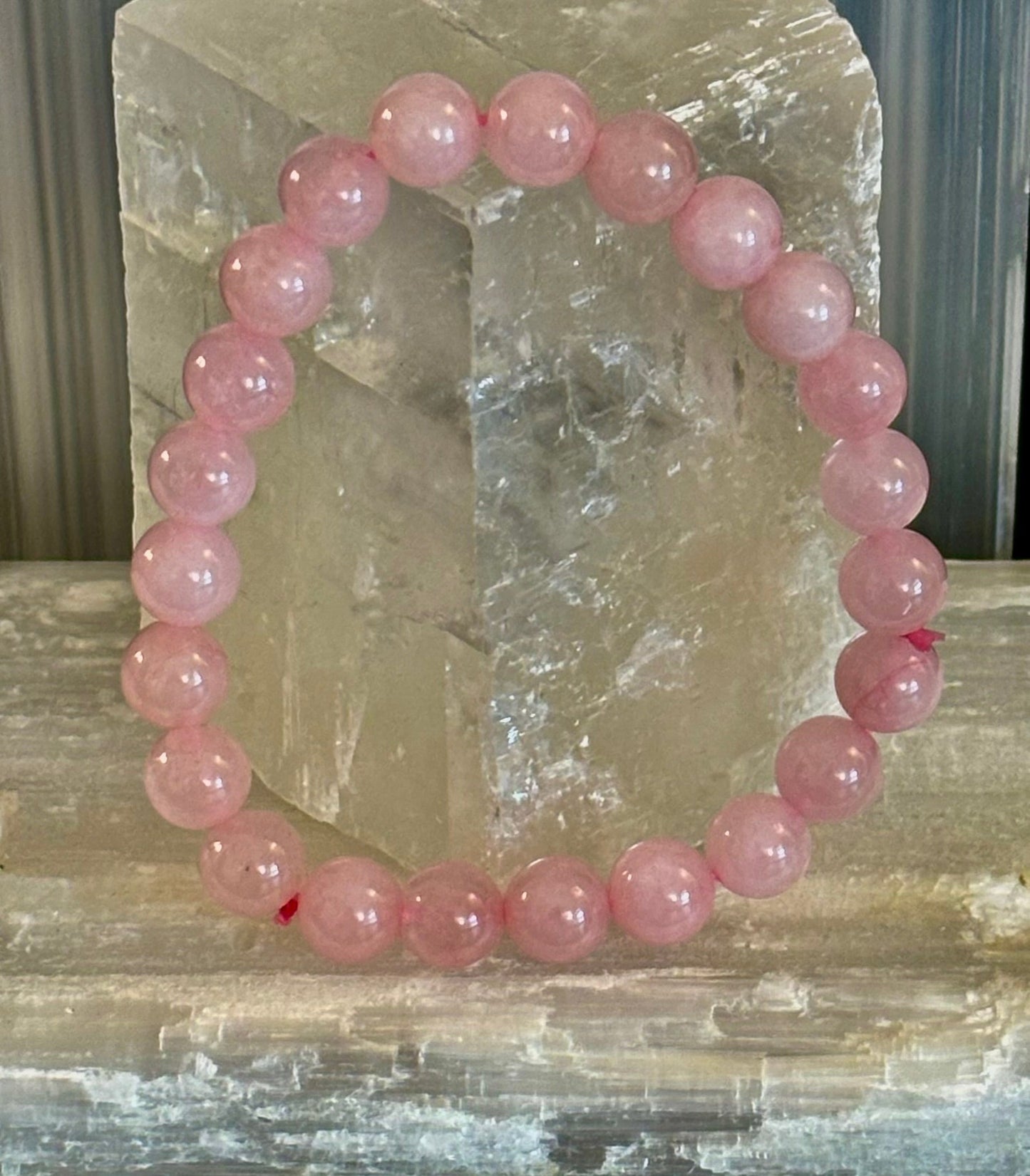 Natural Rose Quartz Beaded Bracelet – Stone of Love, Harmony, and Self-Worth