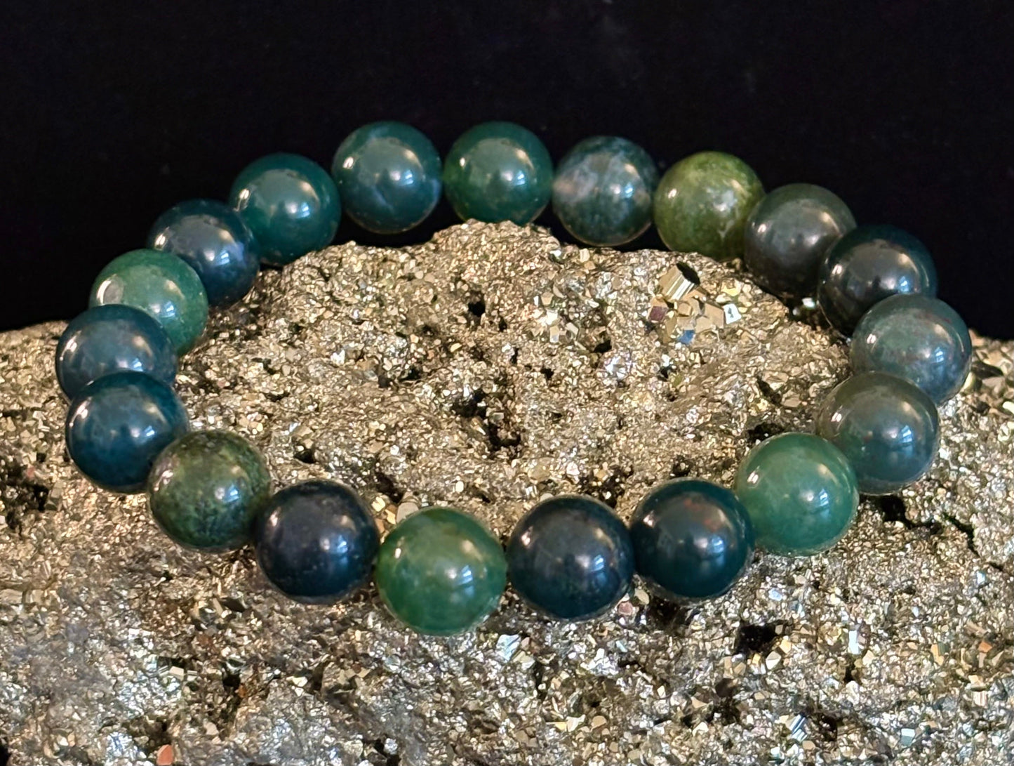 Natural Moss Agate Bracelet – Grounding, Growth & Calm