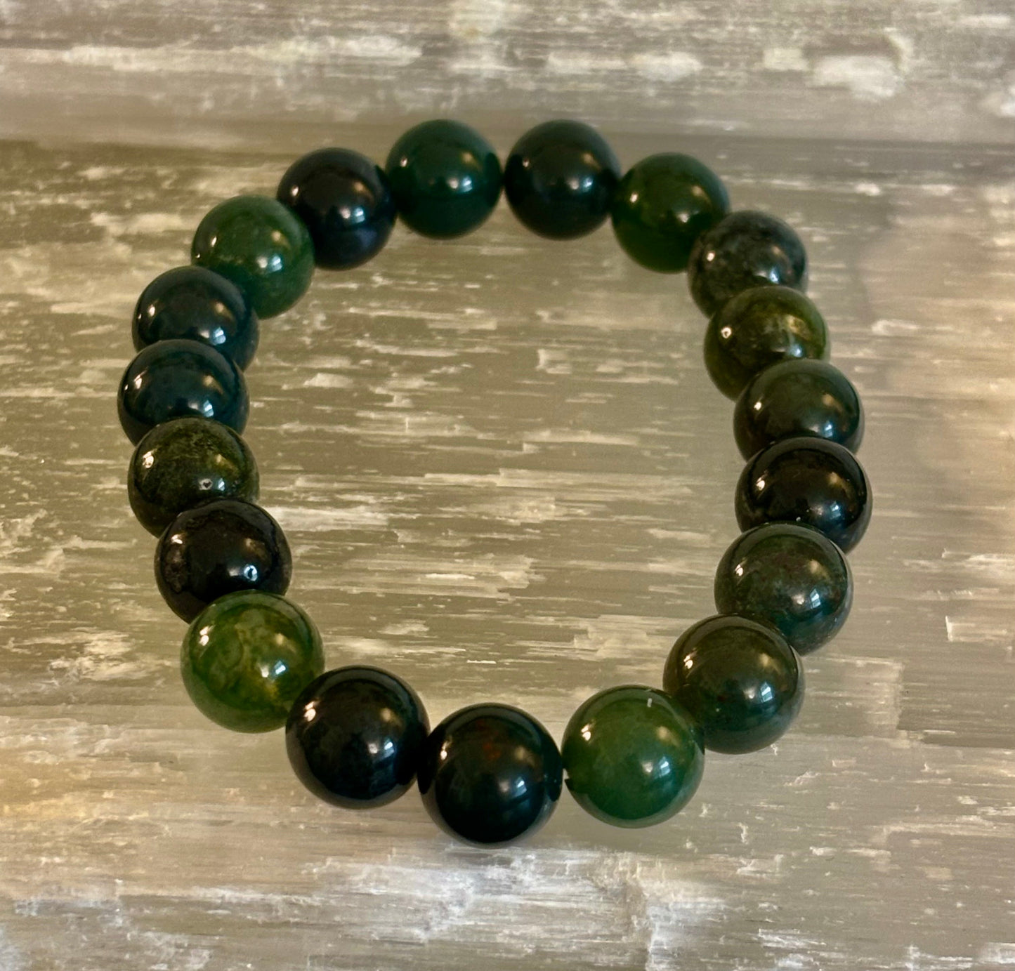 Natural Moss Agate Bracelet – Grounding, Growth & Calm