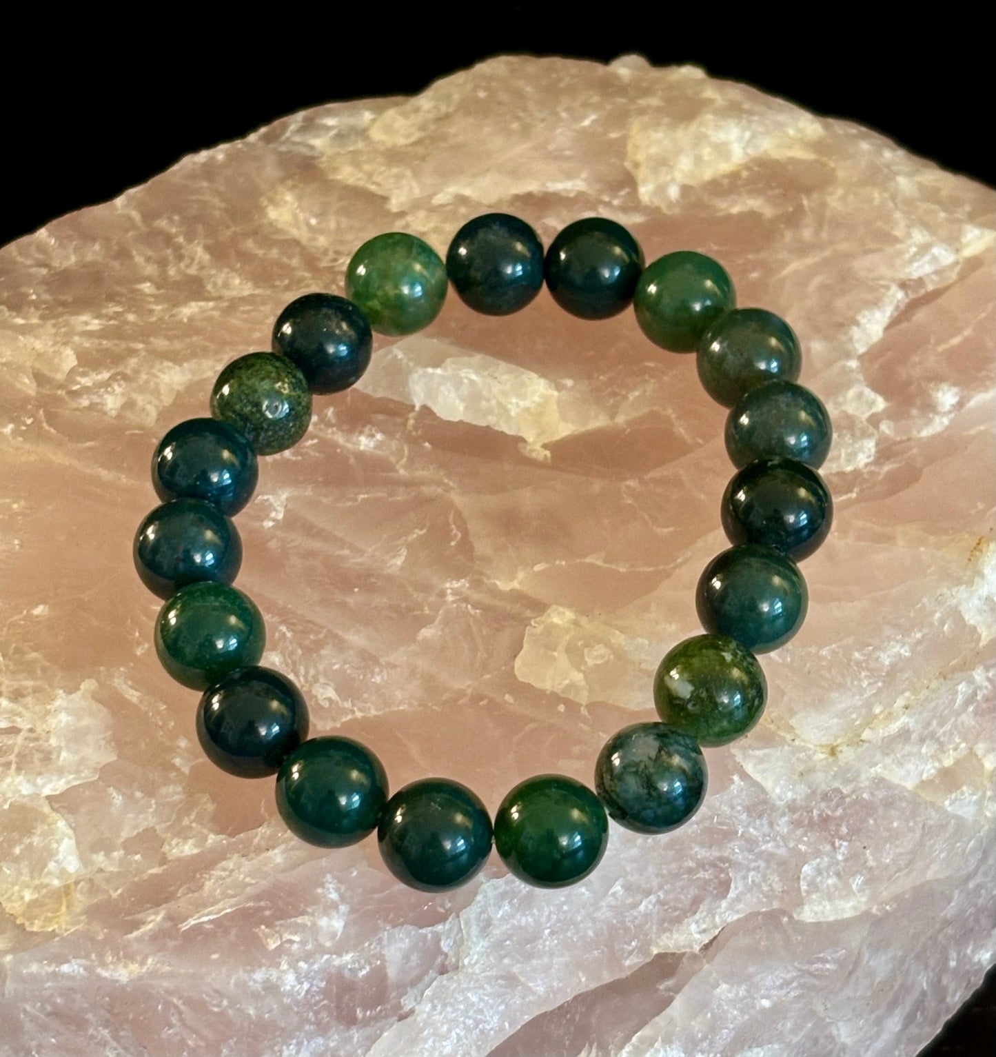 Natural Moss Agate Bracelet – Grounding, Growth & Calm