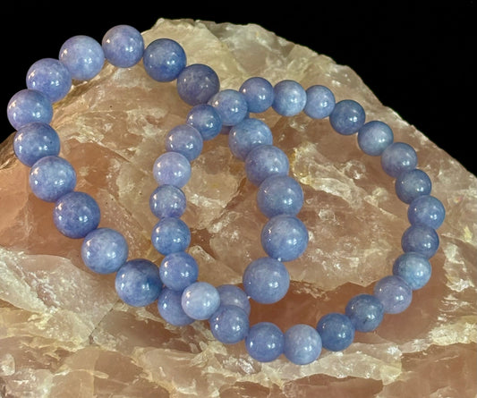 Blue Lace Agate Bracelet – Natural Stone Elastic Bracelet for Anxiety Relief & Calm