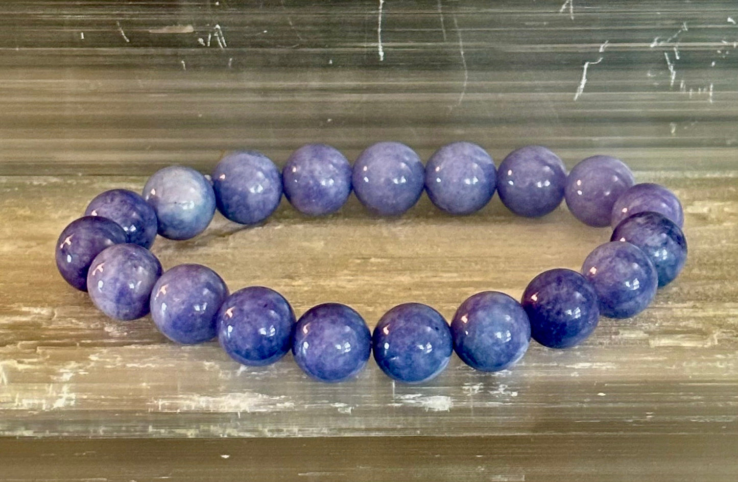 Blue Lace Agate Bracelet – Natural Stone Elastic Bracelet for Anxiety Relief & Calm