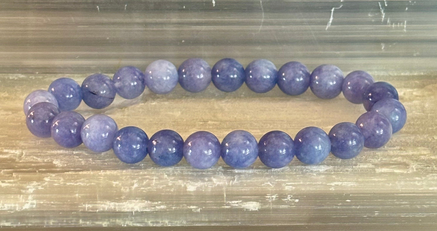 Blue Lace Agate Bracelet – Natural Stone Elastic Bracelet for Anxiety Relief & Calm